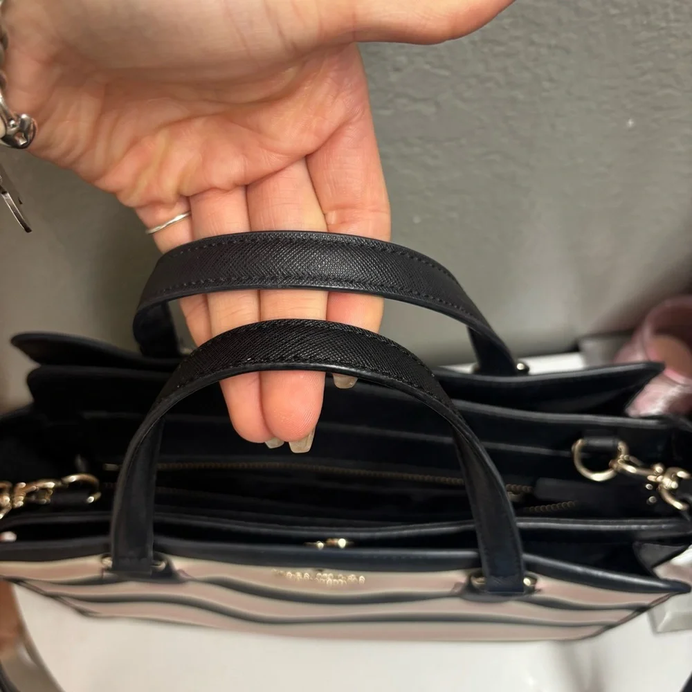 Kate Spade Black and Pink Striped Satchel